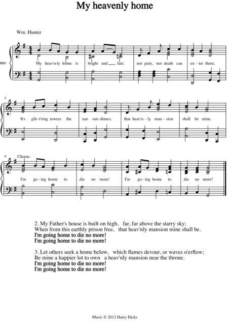 My Heavenly Home A New Tune To A Wonderful Old Hymn Sheet Music