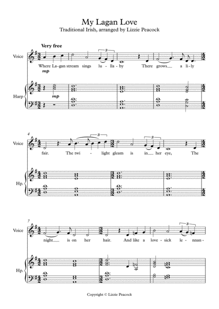 My Lagan Love Pedal Harp And Voice Sheet Music