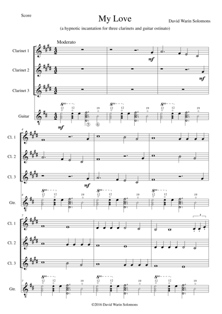 My Love For Clarinet Trio And Guitar Ostinato Sheet Music