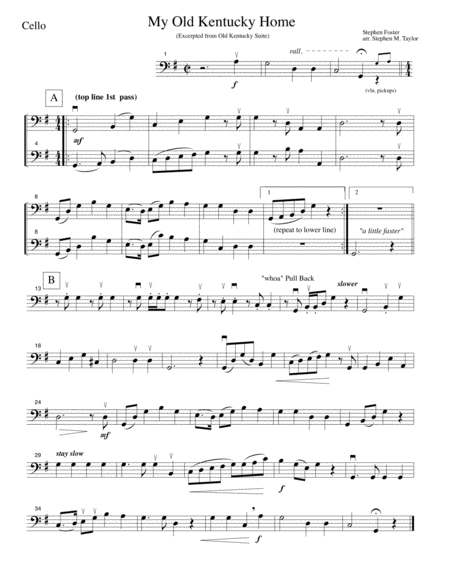 My Old Kentucky Home String Quartet Sheet Music