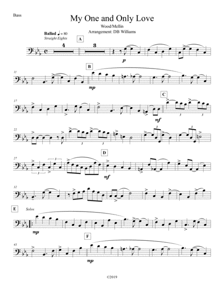 Free Sheet Music My One And Only Love Bass