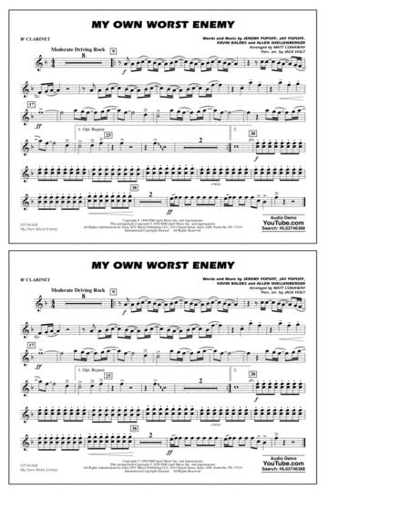 My Own Worst Enemy Arr Matt Conaway Bb Clarinet Sheet Music