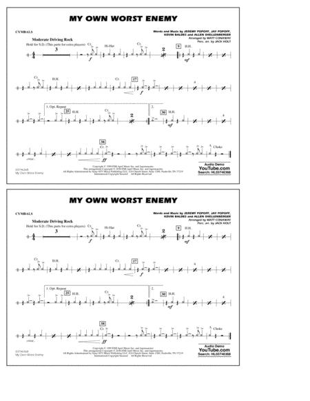 My Own Worst Enemy Arr Matt Conaway Cymbals Sheet Music