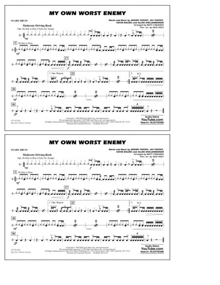 Free Sheet Music My Own Worst Enemy Arr Matt Conaway Snare Drum