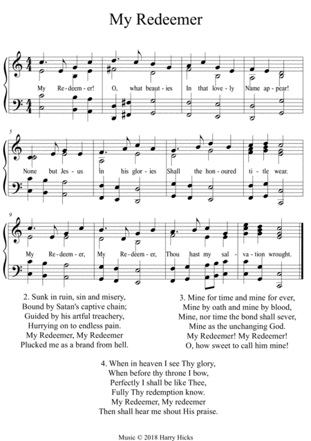 My Redeemer A New Tune To This Wonderful Hymn Sheet Music