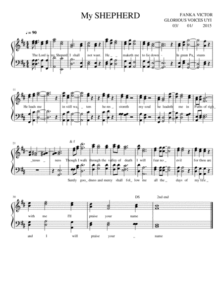 My Shepherd By Fanka Victor Sheet Music