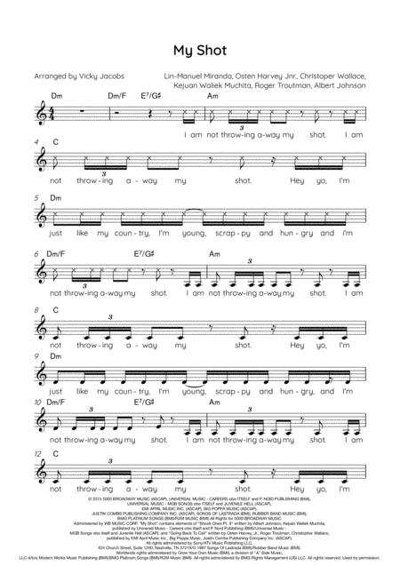 My Shot Singalong Version For Choirs Sheet Music
