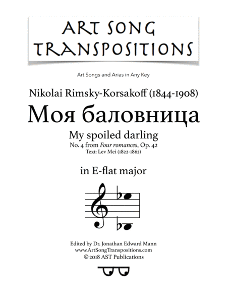 My Spoiled Darling Op 42 No 4 E Flat Major Sheet Music