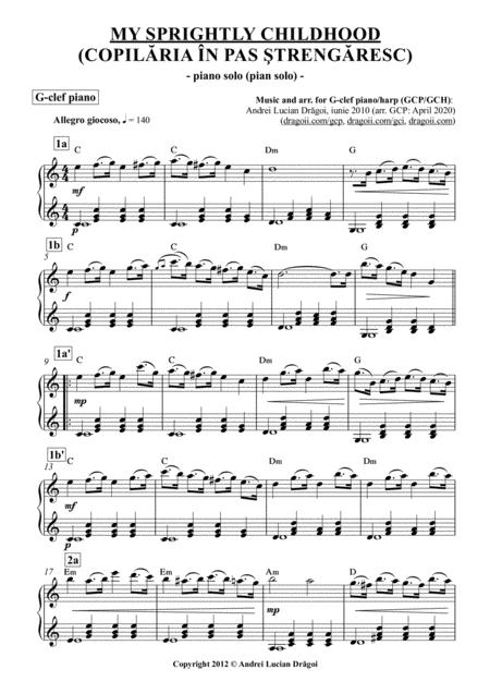 My Sprightly Childhood Copil Ria N Pas Treng Resc Arr For G Clef Piano Harp Gcp Gch Including Lead Sheet From My Piano Album Vol 1 Sheet Music