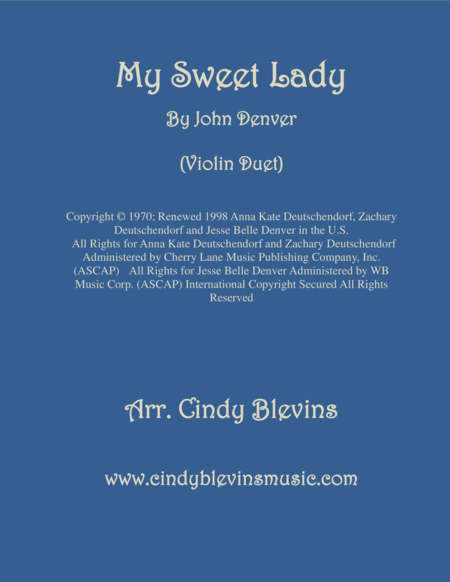 My Sweet Lady For Violin Duet Sheet Music