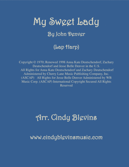 My Sweet Lady Lap Harp Solo Sheet Music