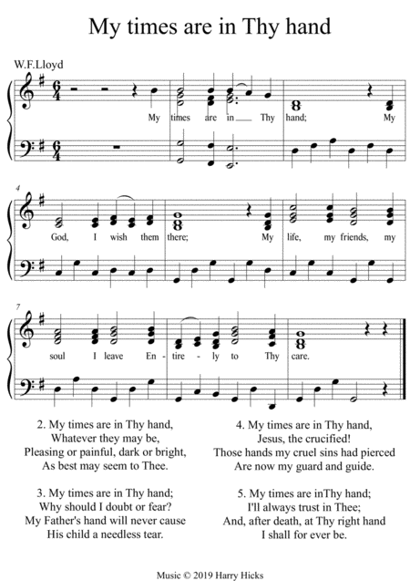 Free Sheet Music My Times Are In Thy Hand A New Tune To A Wonderful Hymn