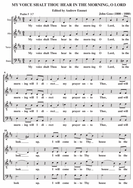 My Voice Shalt Thou Hear In The Morning O Lord Sheet Music