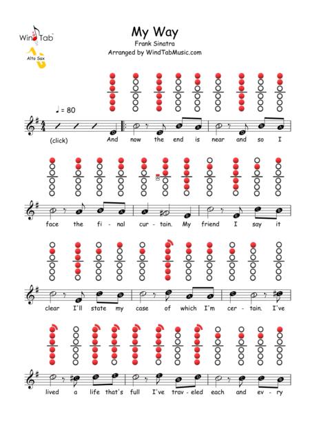 Free Sheet Music My Way Alto Saxophone Sheet Music Tab