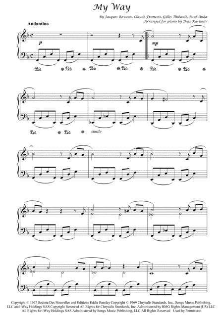 Free Sheet Music My Way For Piano Solo