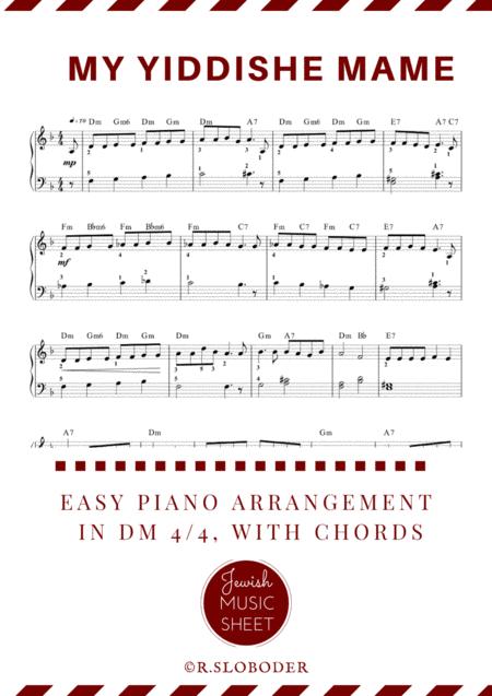 My Yiddishe Mame Easy Piano Tutorial Sheet Music