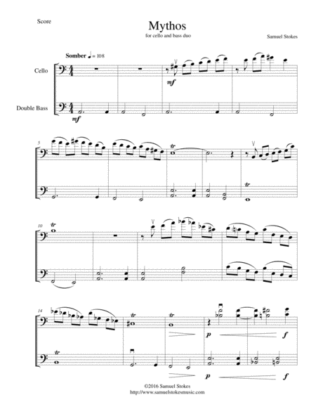 Mythos For Cello And Bass Duo Sheet Music