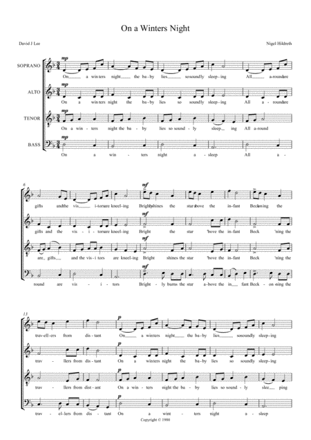 N A Winters Night A Carol Sheet Music