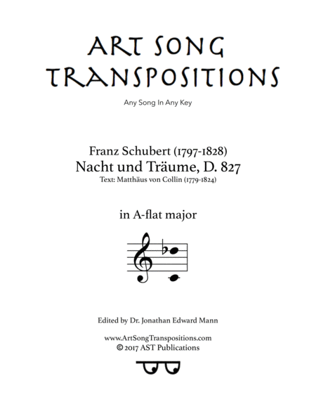 Free Sheet Music Nacht Und Trume D 827 A Flat Major