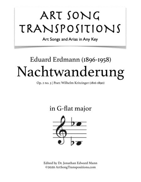 Nachtwanderung Op 2 No 3 Transposed To G Flat Major Sheet Music