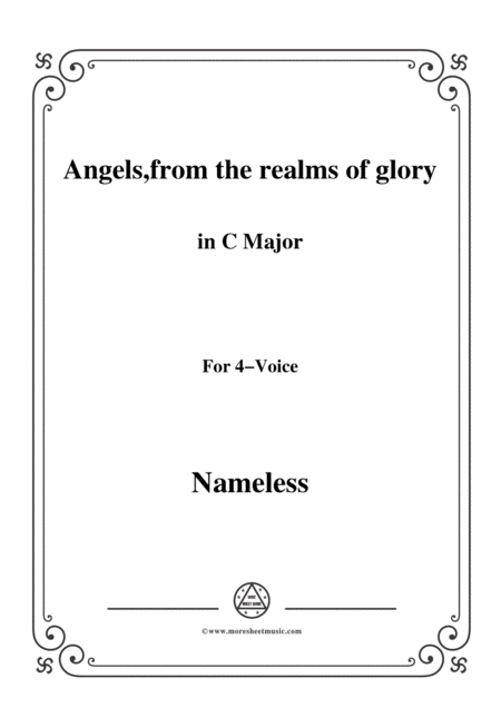 Nameless Christmas Carol Angels From The Realms Of Glory In C Major For Voice And Piano Sheet Music