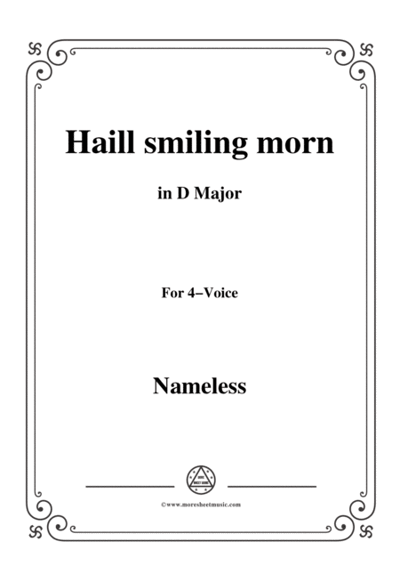 Nameless Christmas Carol Haill Smiling Morn In D Major For Voice And Piano Sheet Music