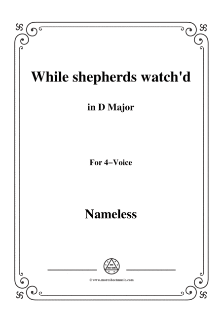 Nameless Christmas Carol While Shepherds Watch D In D Major For Voice And Piano Sheet Music