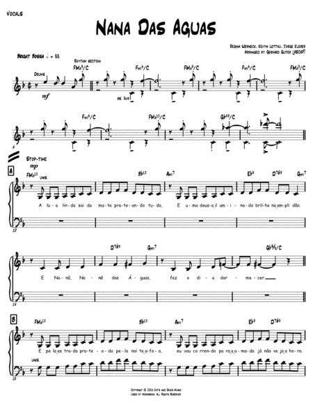 Free Sheet Music Nana Das Aguas