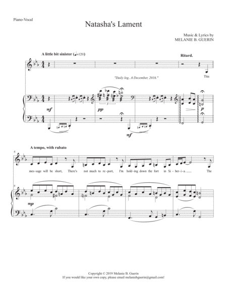 Free Sheet Music Natashas Lament