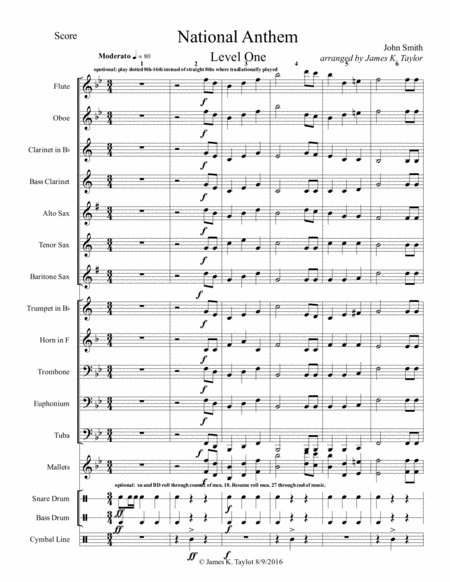 National Anthem Level One Sheet Music