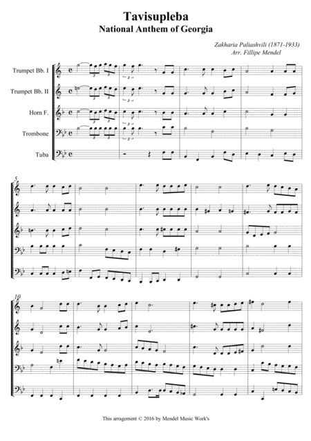 Free Sheet Music National Anthem Of Georgia