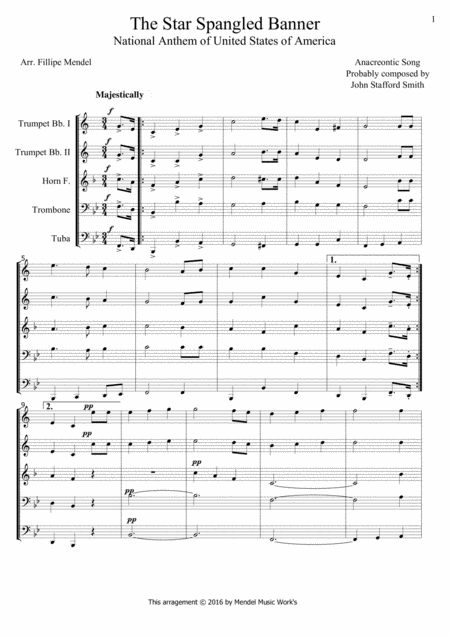 National Anthem Of United States Of America Sheet Music