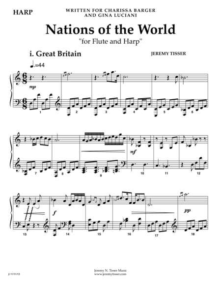 Free Sheet Music Nations Of The World Harp Part