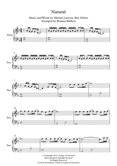 Free Sheet Music Natural By Imagine Dragons Easy Piano