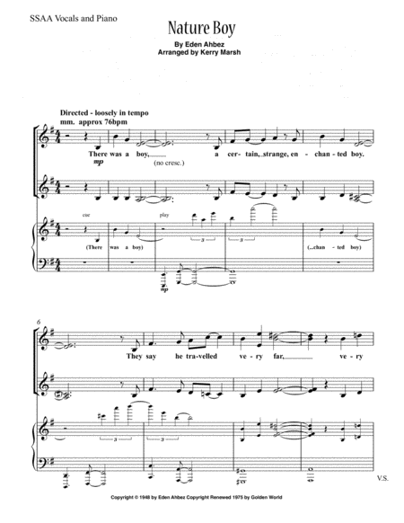 Free Sheet Music Nature Boy Treble