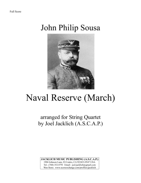 Naval Reserve March For String Quartet Sheet Music