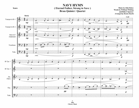 Navy Hymn Eternal Father Strong To Save Brass Quintet Quartet Sheet Music