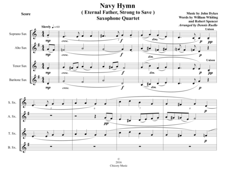 Free Sheet Music Navy Hymn Eternal Father Strong To Save Saxophone Quartet Satb Or Aatb