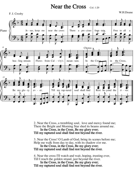 Near The Cross A New Tune To A Wonderful Fanny Crosby Hymn Sheet Music