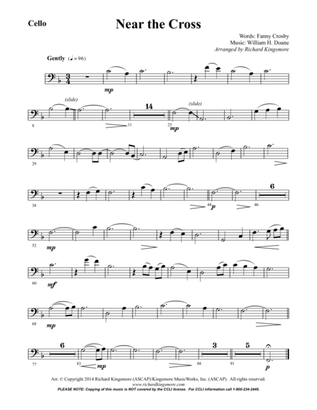 Free Sheet Music Near The Cross Cello Part