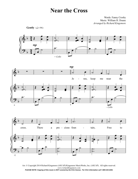 Near The Cross Vocal Piano Sheet Music