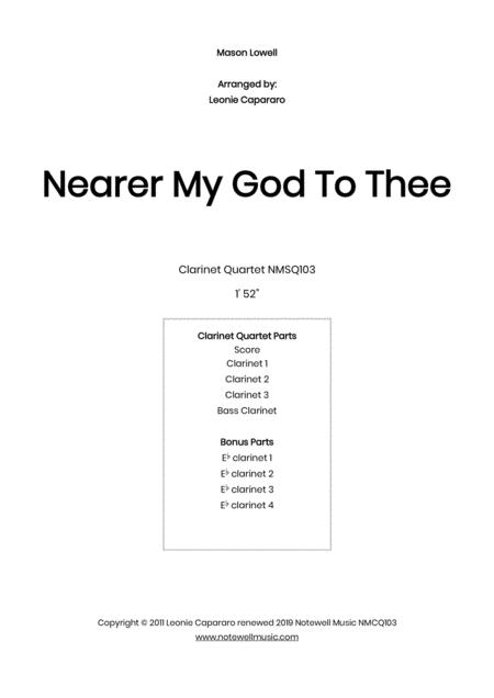 Free Sheet Music Nearer My God To Thee Clarinet Quartet