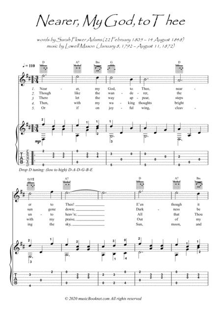 Free Sheet Music Nearer My God To Thee Guitar Fingerstyle