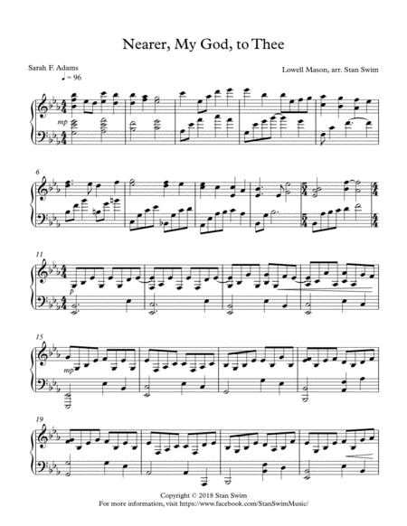 Nearer My God To Thee Piano Solo Sheet Music