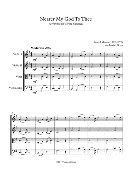 Nearer My God To Thee String Quartet Score And Parts Sheet Music