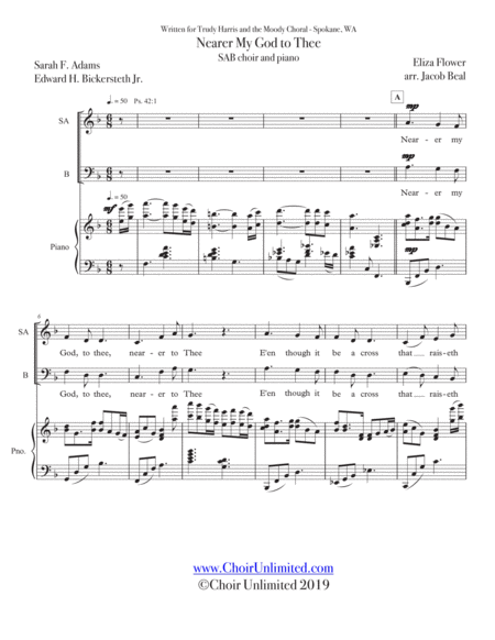 Free Sheet Music Nearer My God To Thee