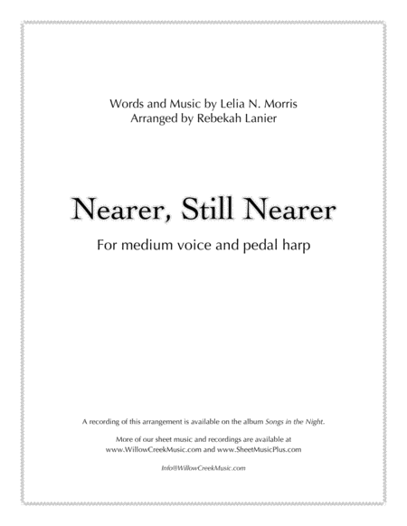 Nearer Still Nearer For Medium Voice And Pedal Harp Sheet Music