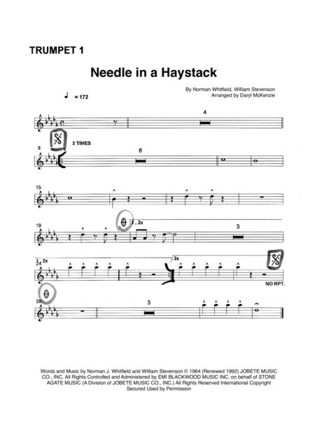 Free Sheet Music Needle In A Haystack Vocal With Small Band 5 Horns Key Of B