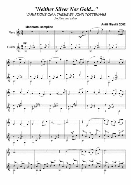 Free Sheet Music Neither Silver Nor Gold For Flute And Guitar