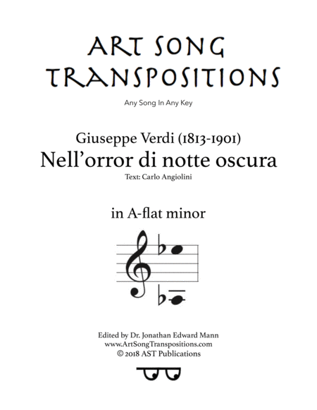 Nell Orror Di Notte Oscura A Flat Minor Sheet Music